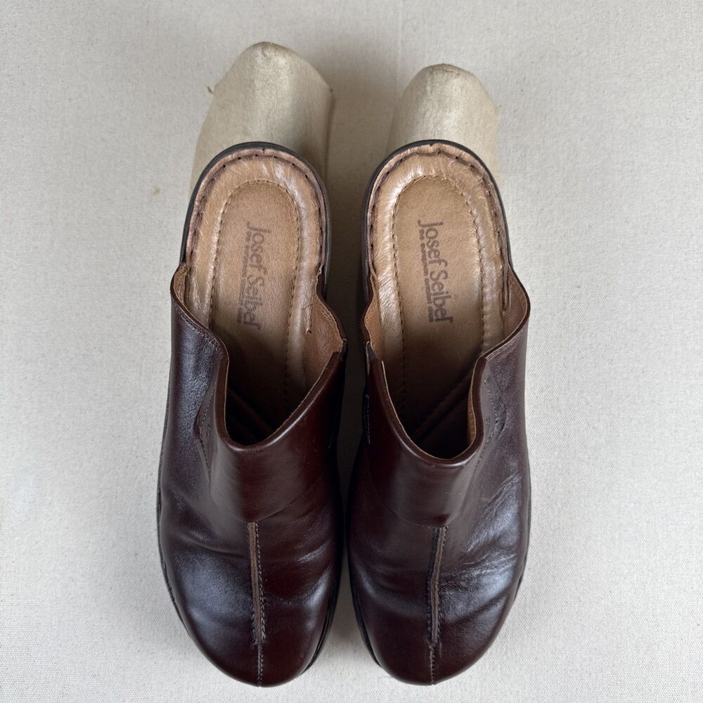 Josef Seibel Carole Women's 42 11 Leather Clog Mules Brown Comfort Slide Shoes - Picture 9 of 14